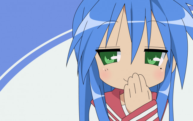 Обои картинки фото аниме, lucky star, фон, взгляд, девушка