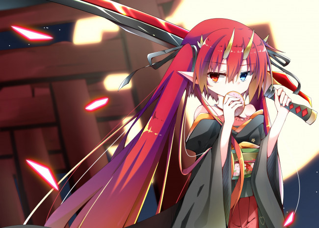 Обои картинки фото аниме, животные,  существа, девушка