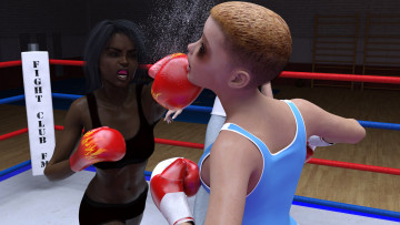 Картинка 3д+графика спорт+ sport бокс ринг фон взгляд девушки