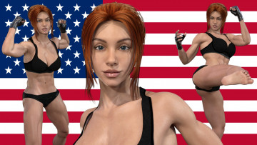 обоя 3д графика, спорт , sport, фон, поза, взгляд, девушка