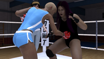 Картинка 3д+графика спорт+ sport фон взгляд девушки бокс ринг