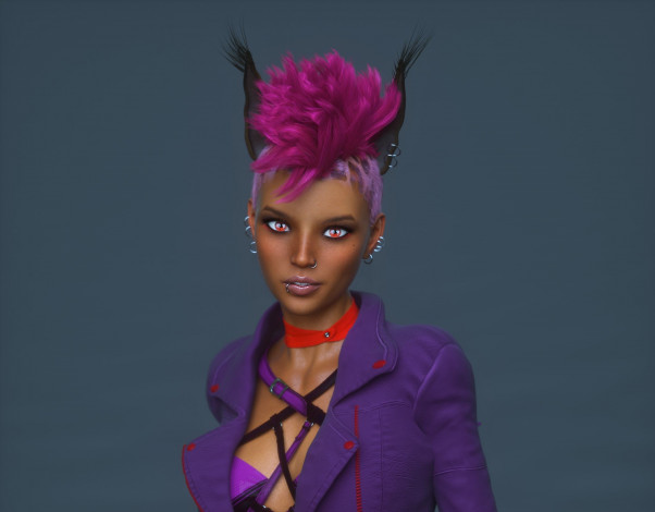 Обои картинки фото 3д графика, существа , creatures, девушка, взгляд, фон