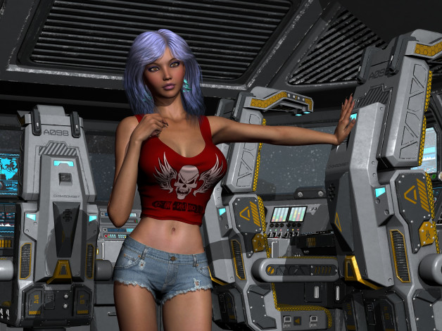 Обои картинки фото 3д графика, фантазия , fantasy, фон, взгляд, девушка