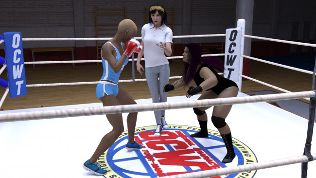 Обои картинки фото 3д графика, спорт , sport, бокс, ринг, фон, взгляд, девушки