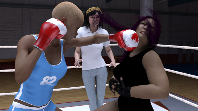 Обои картинки фото 3д графика, спорт , sport, бокс, ринг, фон, взгляд, девушки