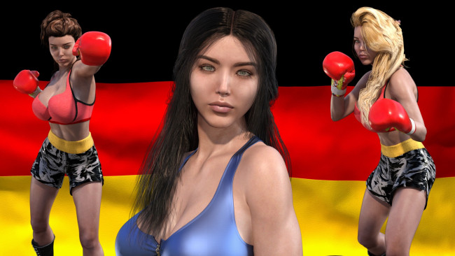 Обои картинки фото 3д графика, спорт , sport, девушка, взгляд, поза, фон