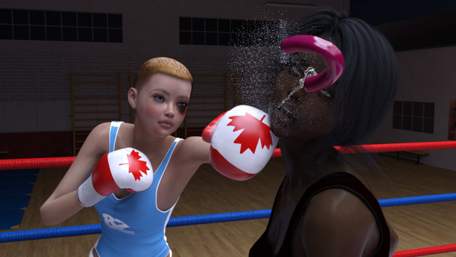 Обои картинки фото 3д графика, спорт , sport, фон, взгляд, девушки, бокс, ринг