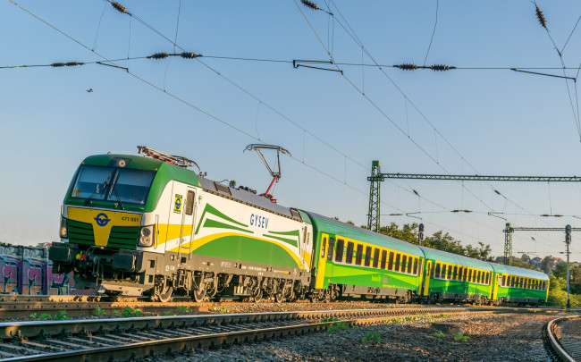 Обои картинки фото техника, электровозы, локомотив, состав