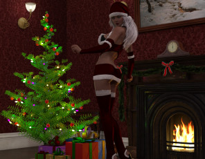 Картинка 3д+графика праздники+ holidays фон взгляд девушка