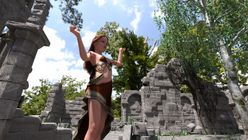 обоя 3д графика, люди , people, девушка, взгляд, фон