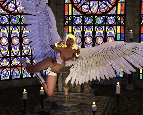 Обои картинки фото 3д графика, ангел , angel, взгляд, девушка, фон