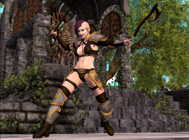 Обои картинки фото 3д графика, фантазия , fantasy, фон, взгляд, девушка