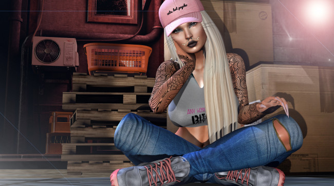 Обои картинки фото 3d девушка, 3д графика, люди , people, тату, девушка, 3d