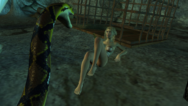 Обои картинки фото 3д графика, фантазия , fantasy, змея, фон, взгляд, девушка