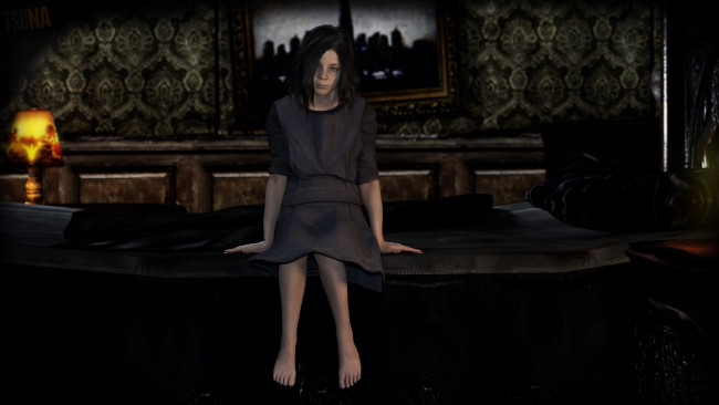 Обои картинки фото 3д графика, люди , people, девушка, взгляд, фон