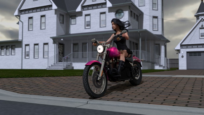 Обои картинки фото 3д графика, люди-авто, мото , people- car ,  moto, взгляд, фон, девушка