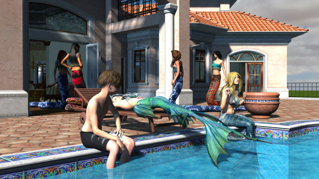 Обои картинки фото 3д графика, существа , creatures, фон, взгляд, девушки