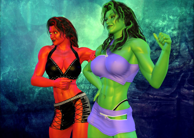 Обои картинки фото 3д графика, существа , creatures, фон, взгляд, девушки