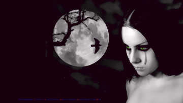 Картинка календари фэнтези 2019 ночь calendar птица луна девушка