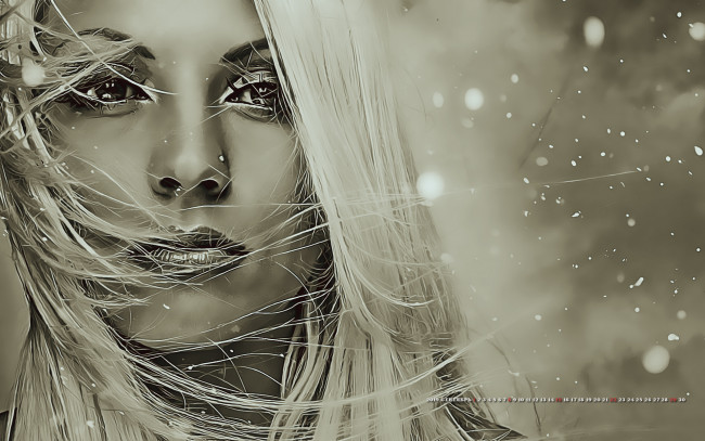 Обои картинки фото календари, компьютерный дизайн, девушка, 2019, женщина, взгляд, лицо, боке, calendar