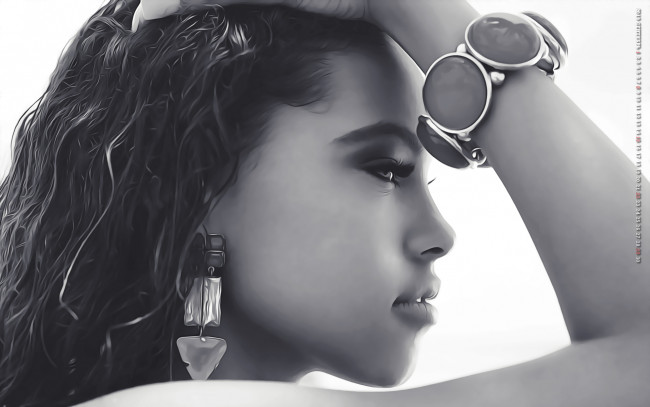 Обои картинки фото календари, компьютерный дизайн, девушка, браслет, украшение, женщина, профиль, 2019, calendar