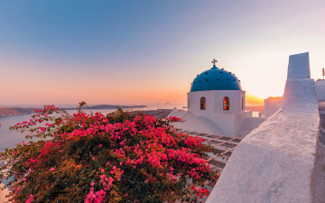Картинка города санторини+ греция церковь
