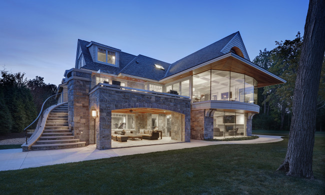 Обои картинки фото города, - здания,  дома, вилла, вечер, освещение, мичиган, архитектура, michigan, lake, house, outside, inside, upper, straits, tursi