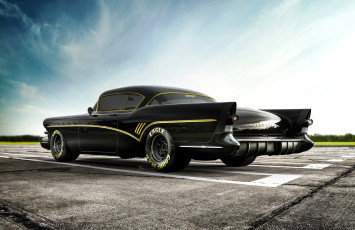 обоя автомобили, 3д, buick, roadmaster, general, motors, чeрный, вид, сзади