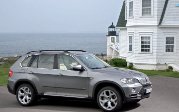 Картинка bmw+x5 автомобили bmw серебристый море особняк