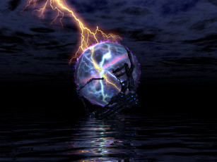 Картинка 3д графика abstract абстракции шар молния вода