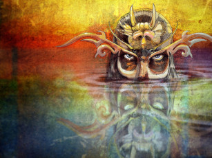 Картинка фэнтези существа рога глаза