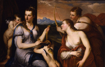 Картинка alessandro varotari рисованные купидон венера