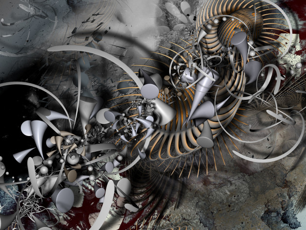 Обои картинки фото 3д, графика, fractal, фракталы, серый, абстракция