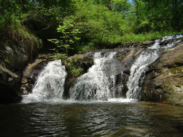 Обои картинки фото природа, водопады, река, лес