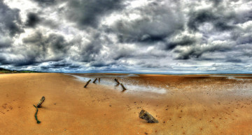 Картинка природа побережье океан горизонт пляж песок тучи