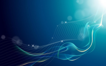 Картинка 3д+графика абстракция+ abstract блики плавность линии полосы синий фон