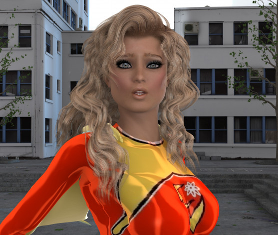 Обои картинки фото 3д графика, люди , people, блондинка, взгляд, девушка