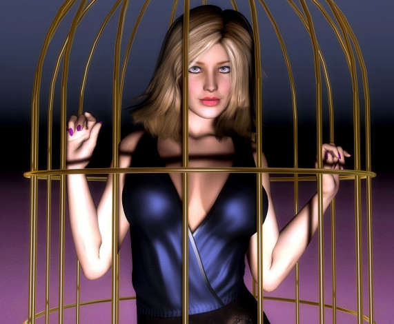 Обои картинки фото 3д графика, люди , people, взгляд, девушка, клетка, фон