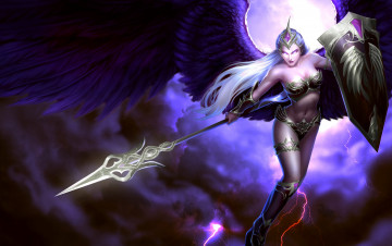 Картинка видео+игры heroes+of+newerth svana hon щит крылья девушка heroes of newerth меч грудь valkyrie тело