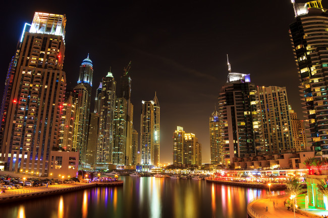 Обои картинки фото dubai, города, дубай , оаэ, небоскребы, огни, ночь