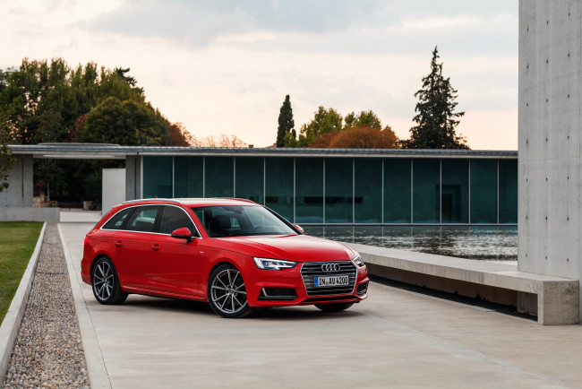 Обои картинки фото автомобили, audi, s, line, quattro, tdi, красный, 2015г, b9, avant, a4