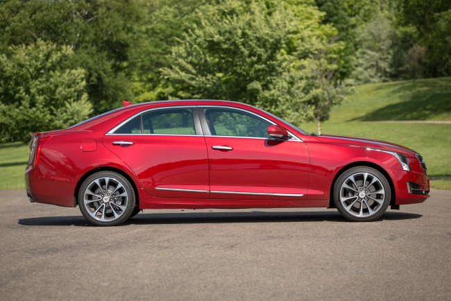 Обои картинки фото автомобили, cadillac, красный, 2014г, ats-l