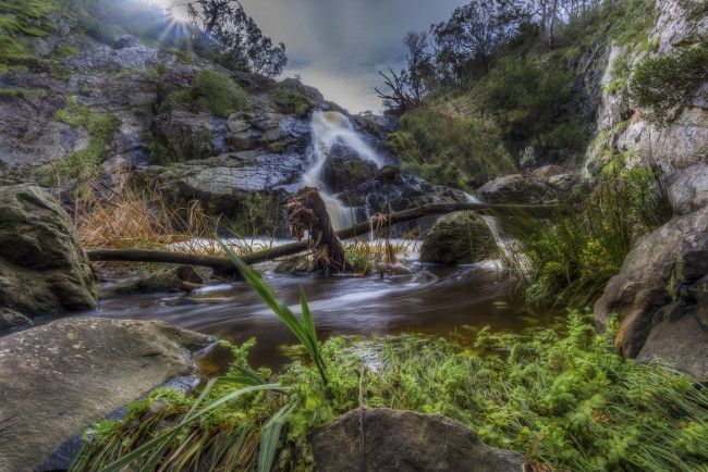 Обои картинки фото природа, водопады, водопад, река, лес