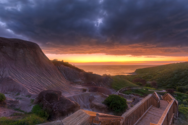 Обои картинки фото природа, восходы, закаты, океан, заря