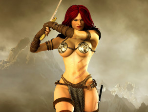 обоя 3д графика, амазонки , amazon, фон, взгляд, девушка