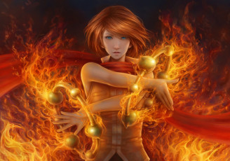 Картинка аниме mai-hime арт tokiha mai огонь шарф магия девушка mai-otome jxbp