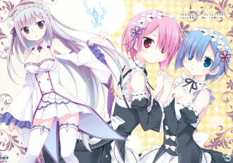 Картинка аниме re +zero+kara+hajimeru+isekai+seikatsu emilia ram rem