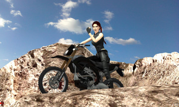 обоя 3д графика, люди-авто, мото , people- car ,  moto, мотоцикл, фон, взгляд, девушки