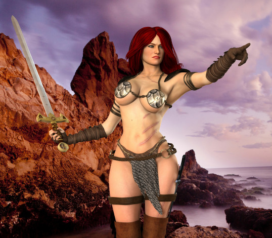 Обои картинки фото 3д графика, амазонки , amazon, фон, взгляд, девушка