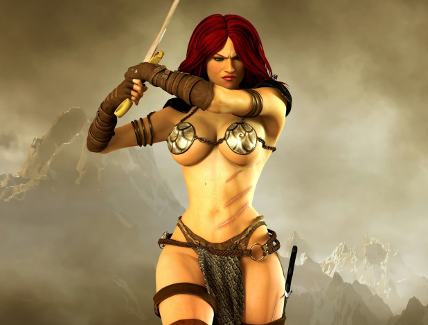 Обои картинки фото 3д графика, амазонки , amazon, фон, взгляд, девушка